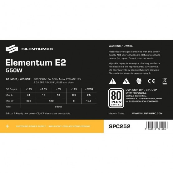 Sursa SilentiumPC Elementum E2 550W SPC252