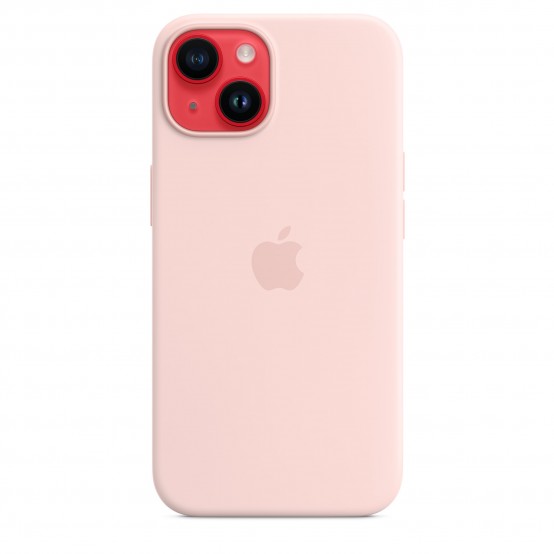 Husa Apple iPhone 14 Silicone Case with MagSafe - Chalk Pink MW5V3ZM/A