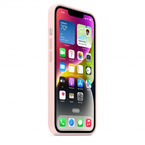 Husa Apple iPhone 14 Silicone Case with MagSafe - Chalk Pink MW5V3ZM/A