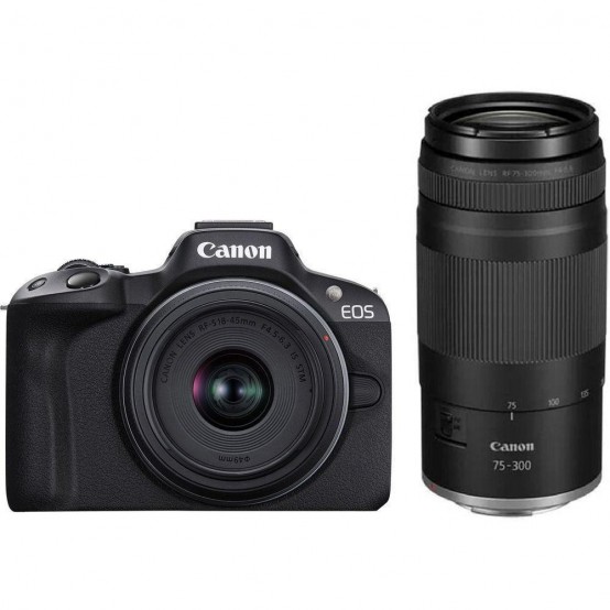 Aparat foto digital Canon EOS R50 + RF-S 18-45mm + RF-S 75-300mm 5811C150AA