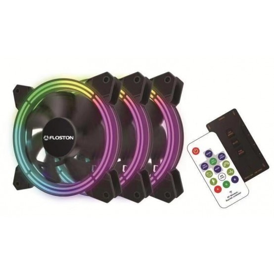 Ventilator Floston  HALO RGB RAINBOW LED3xfan KIT