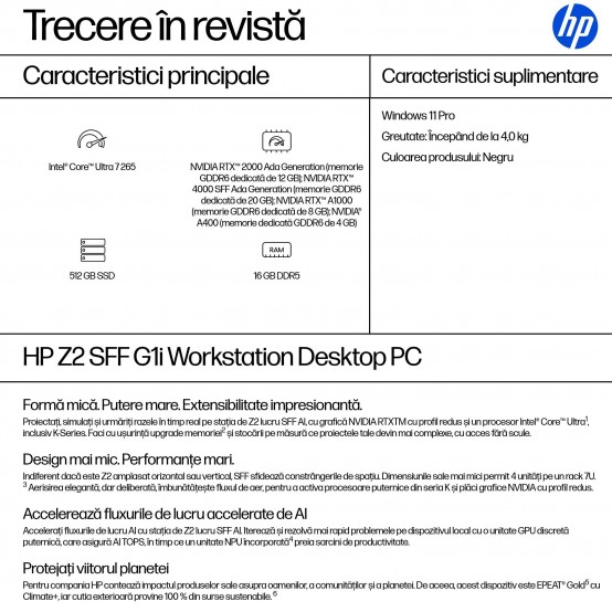 Calculator brand HP Z2 SFF G1i Workstation A40RTETAKD