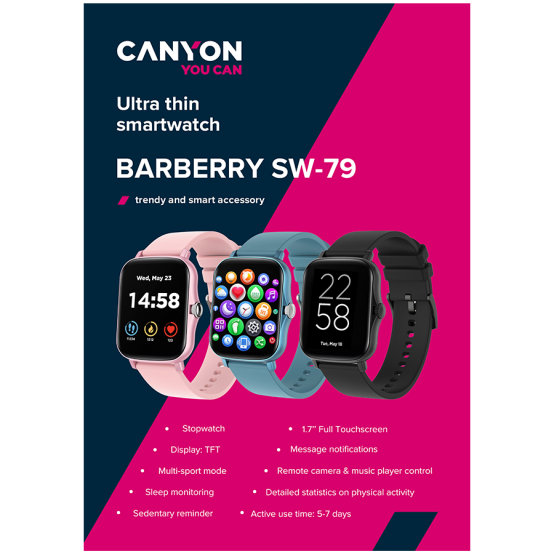 Accesorii Canyon Smart Watch Wildberry SW-79 CNS-SW79BB