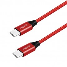 Cablu LogiLink USB 2.0 cable, USB-C to USB-C, red, 0.3m CU0155