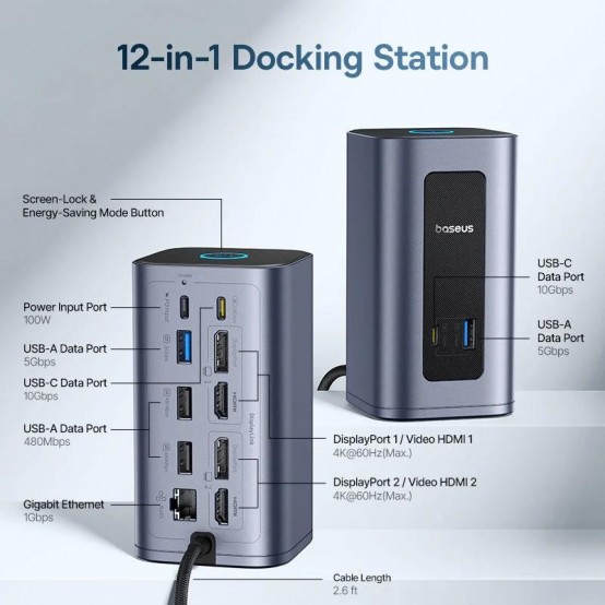 Docking Station Baseus Nomos NU1 Air Spacemate 12-in-1 B0114400