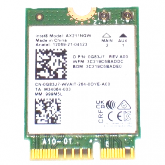 Placa de retea Dell Intel Wi-Fi 6e AX211, 2x2, 802.11ax, Bluetooth Wireless Card G83J7