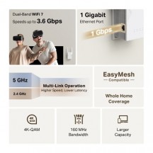 Access point TP-Link BE3600 Dual-Band Wi-Fi 7 Range Extender RE225BE