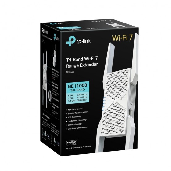 Access point TP-Link BE9300 Tri-Band Wi-Fi 7 Range Extender RE655BE