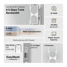 Access point TP-Link BE6500 Dual-Band Wi-Fi 7 Range Extender RE405BE