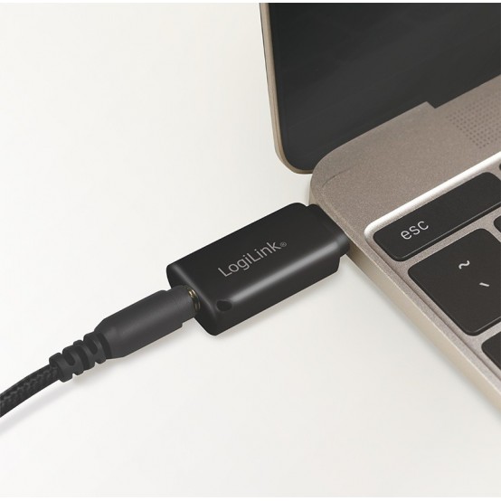 Adaptor LogiLink USB 3.2 audio adapter, USB-C/M to 3.5 mm/F, black UA0356
