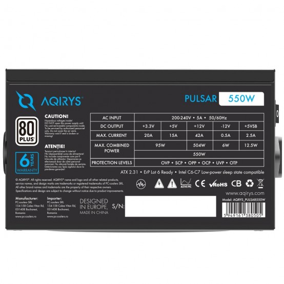Sursa Aqirys Pulsar 550W