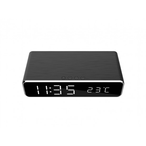 Alimentator Gembird Digital alarm clock with wireless charging function, silver DAC-WPC-01