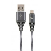 Cablu Gembird Premium cotton braided Micro-USB charging and data cable CC-USB2B-AMmBM-1M-WB2