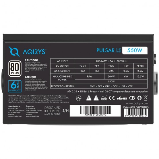 Sursa Aqirys Pulsar LS 550W