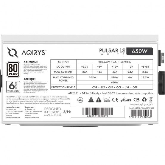 Sursa Aqirys Pulsar LS White 650W